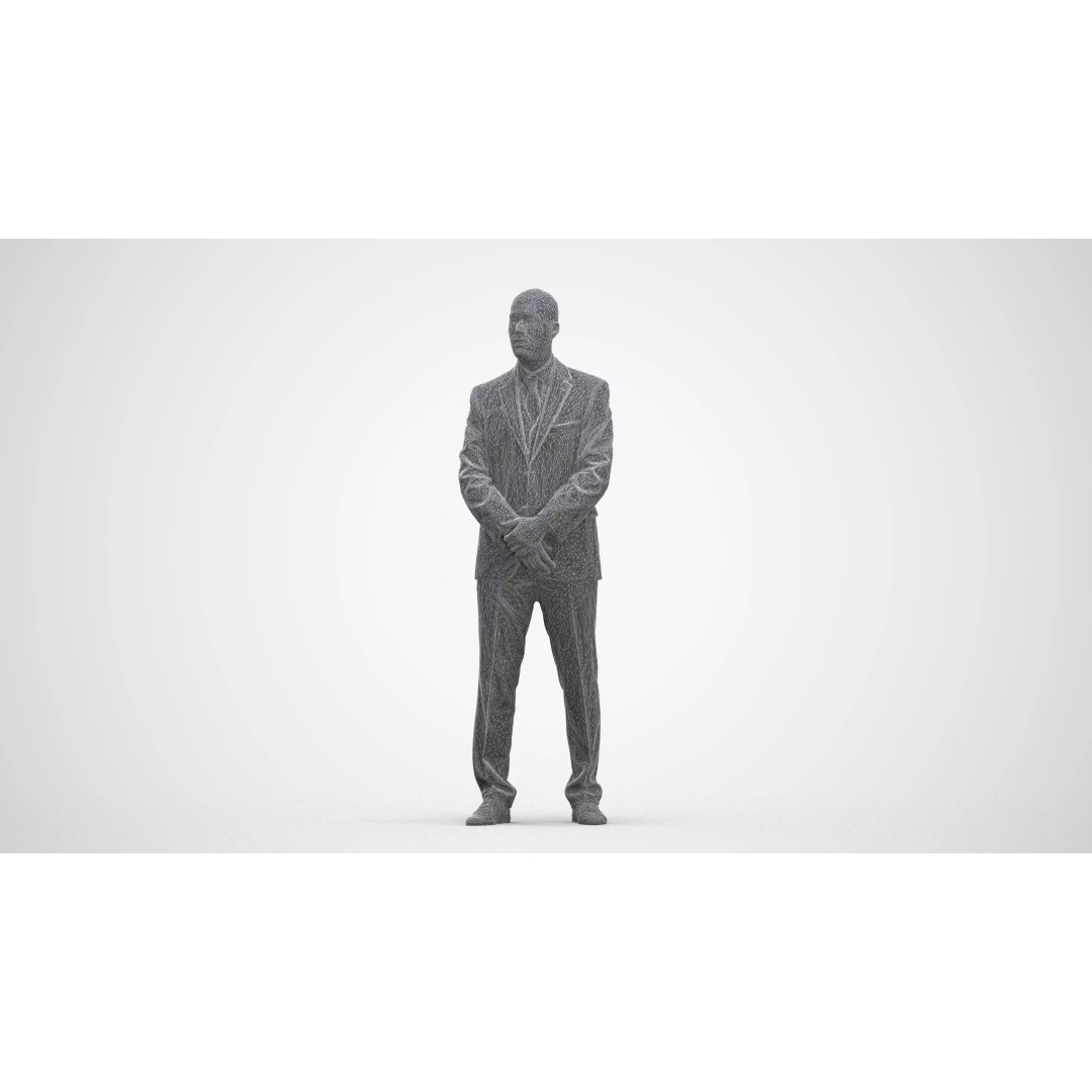 Male Adult Standing 3D Model Set – Business Attire, FBX, OBJ - View 14