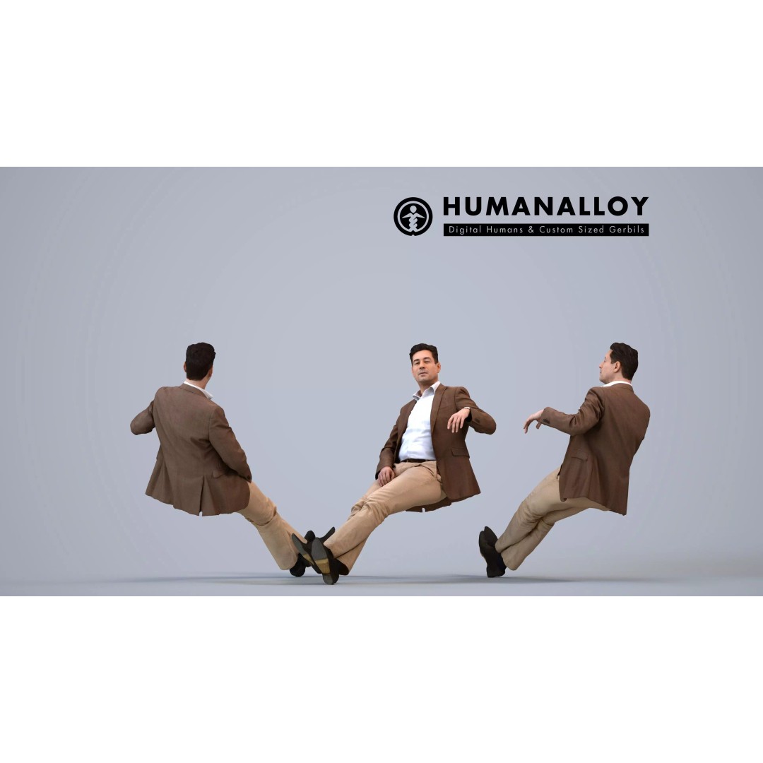 Male Adult Standing 3D Model Set – Business Attire, FBX, OBJ - View 15