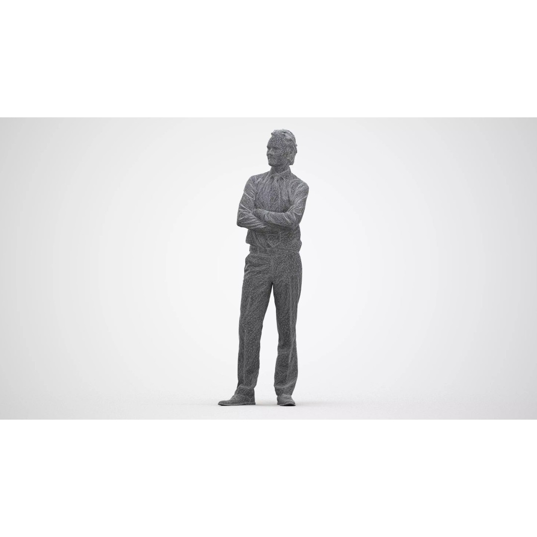 Male Adult Standing 3D Model Set – Business Attire, FBX, OBJ - View 5
