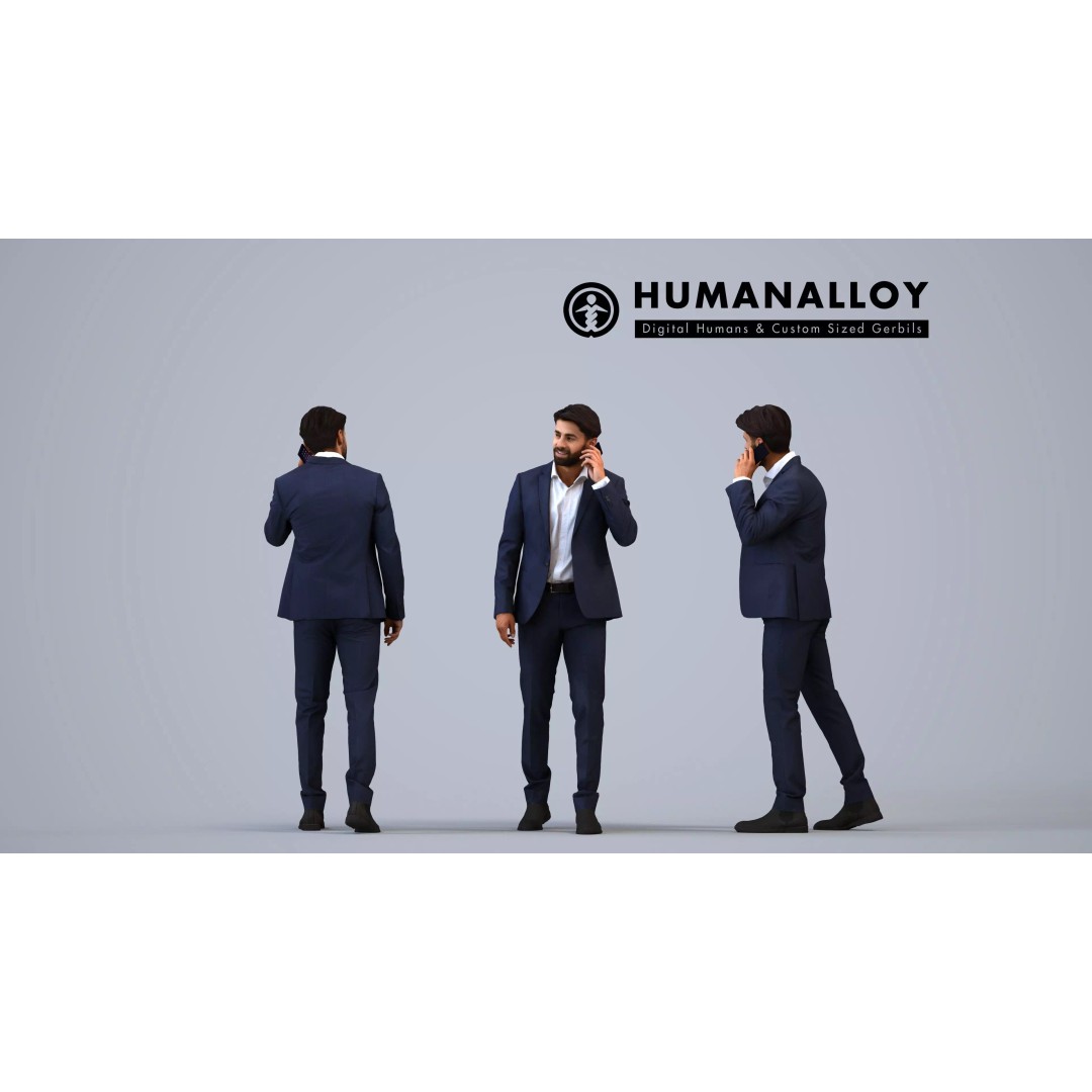 Male Adult Standing 3D Model Set – Business Attire, FBX, OBJ - View 6