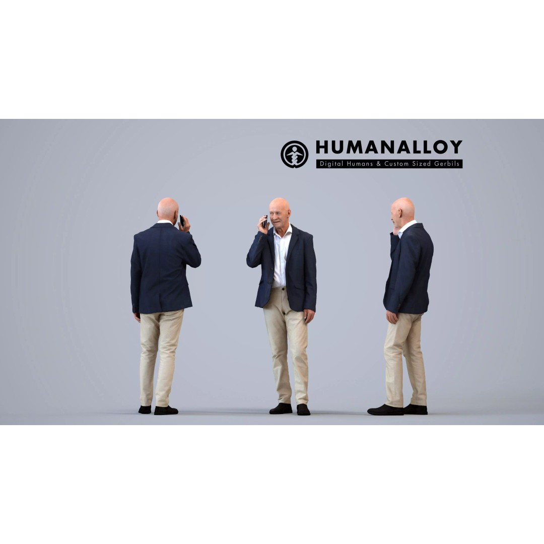 Male Adult Standing 3D Model Set – Business Attire, FBX, OBJ - View 9