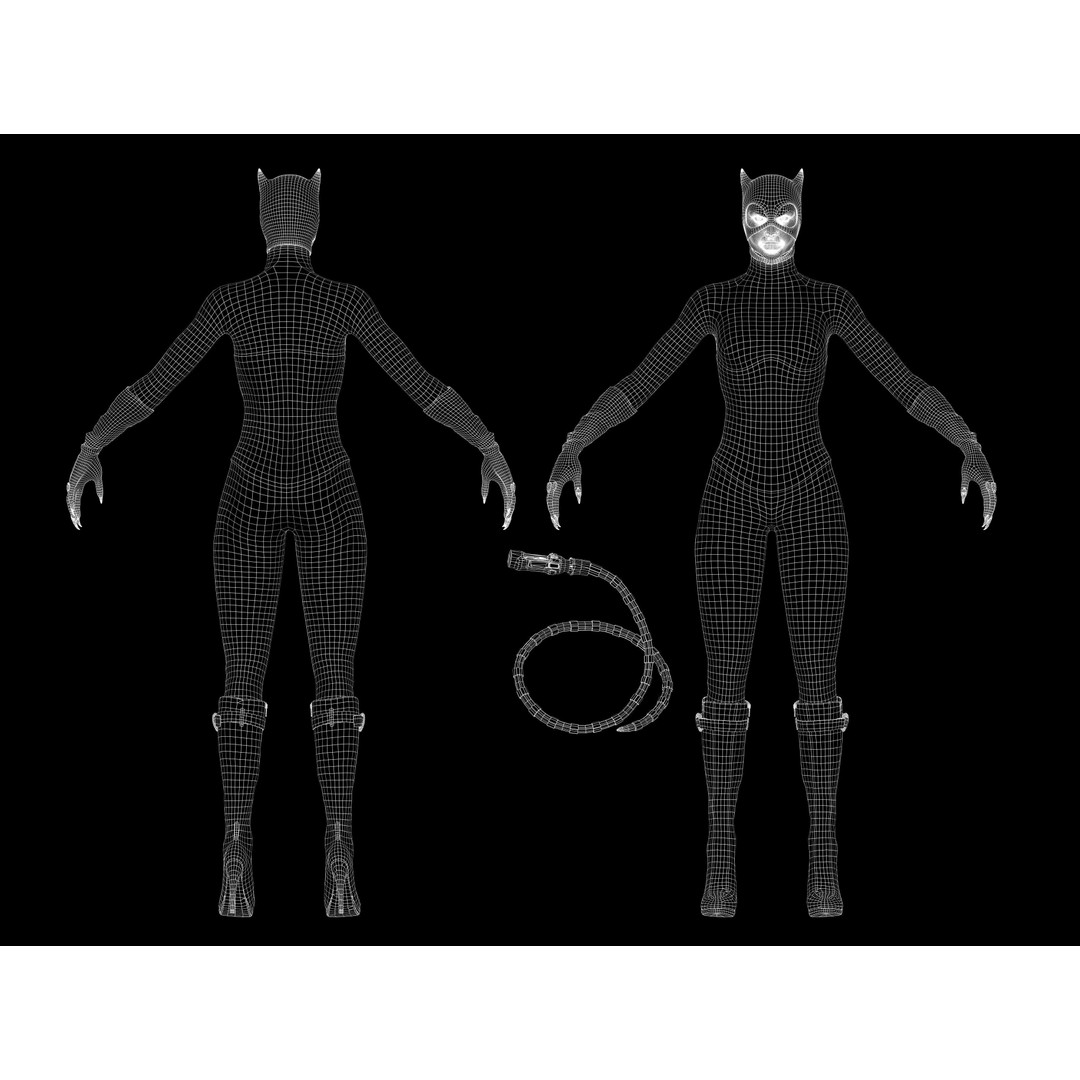 Catwoman 3D Model – Low Poly Rigged Character with PBR Textures