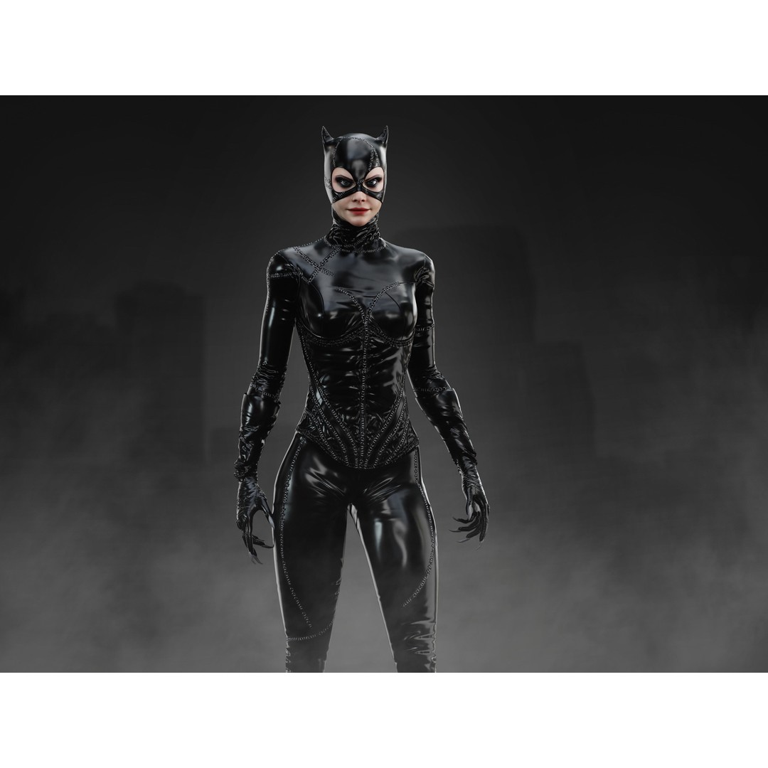 Catwoman 3D Model – Low Poly Rigged Character with PBR Textures - View 11