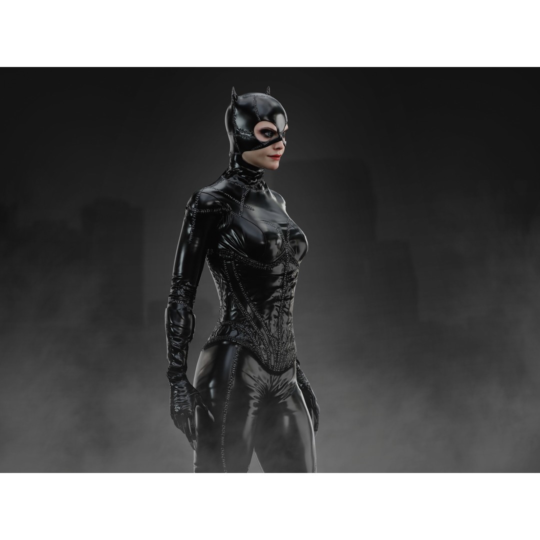 Catwoman 3D Model – Low Poly Rigged Character with PBR Textures - View 12