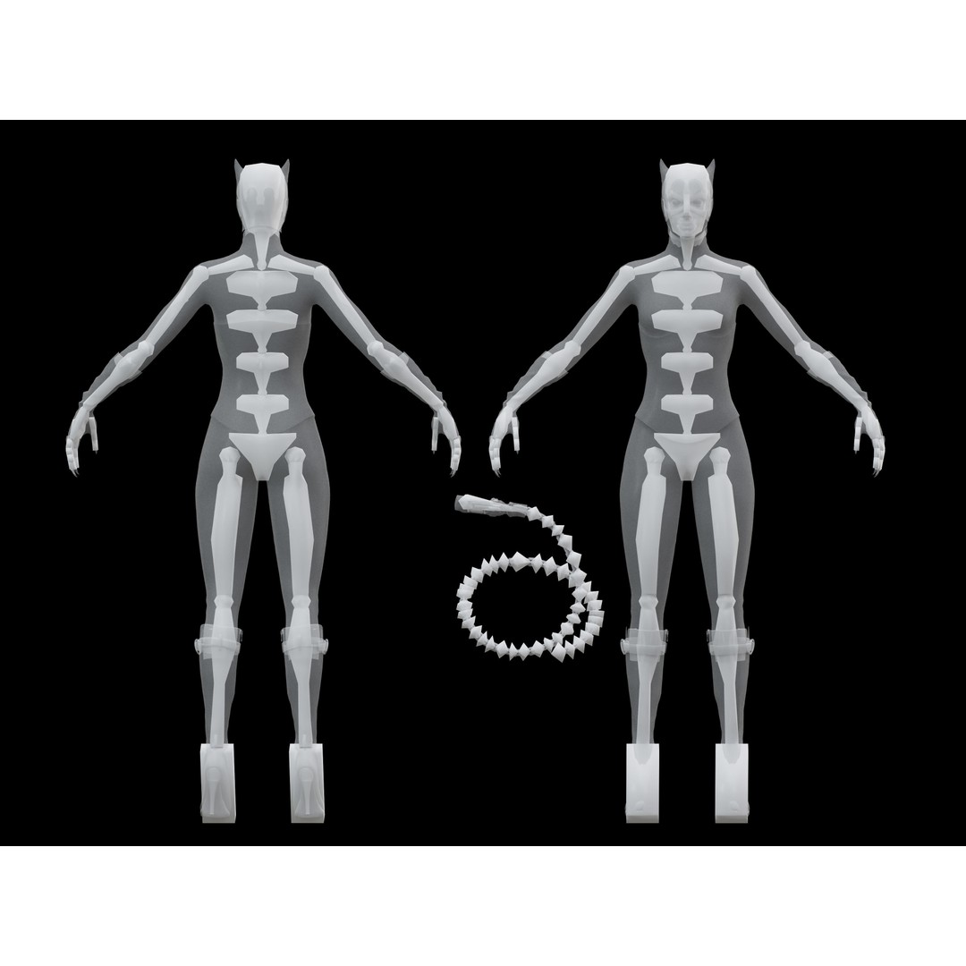 Catwoman 3D Model – Low Poly Rigged Character with PBR Textures - View 13