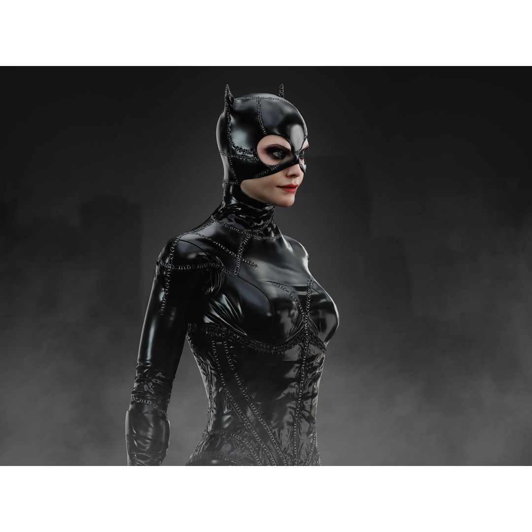 Catwoman 3D Model – Low Poly Rigged Character with PBR Textures - View 6