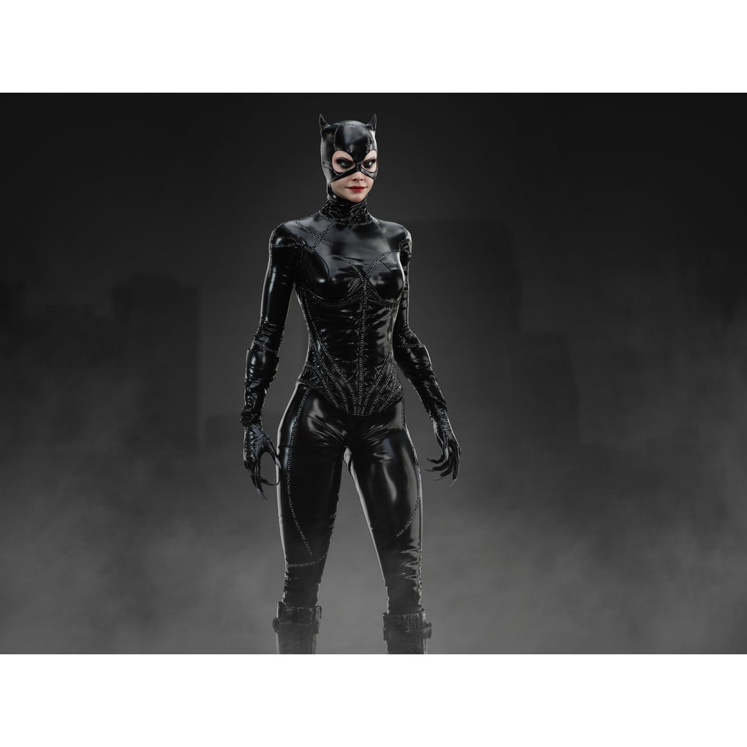 Catwoman 3D Model – Low Poly Rigged Character with PBR Textures - View 7