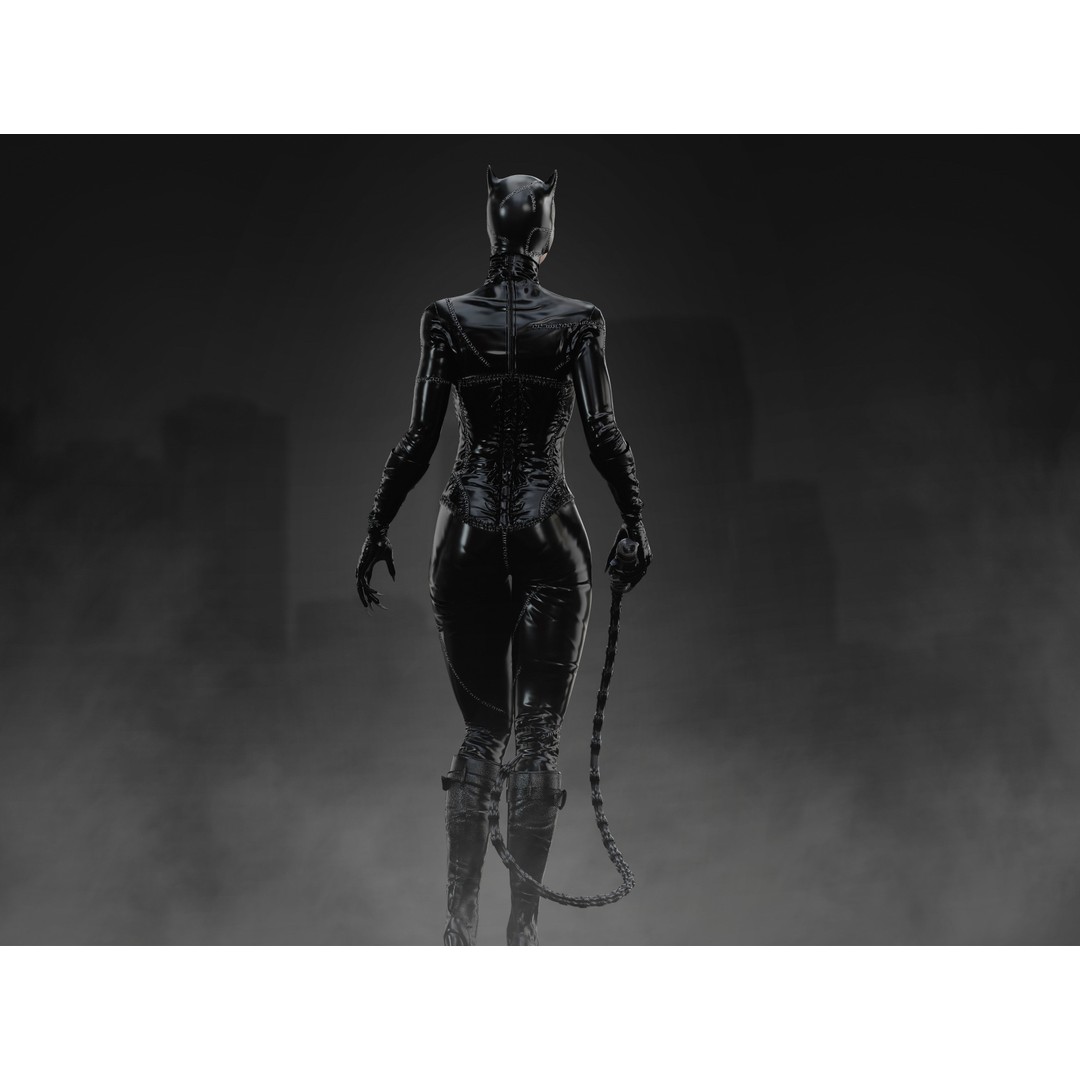 Catwoman 3D Model – Low Poly Rigged Character with PBR Textures - View 8