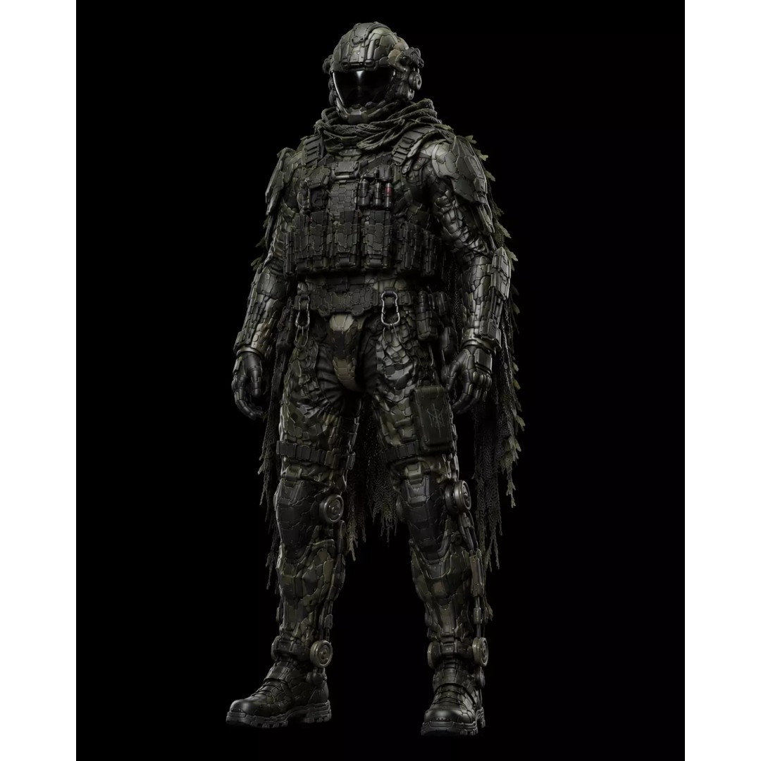 Military Exoskeleton 3D Model – Low Poly Character for Games, FBX - View 3