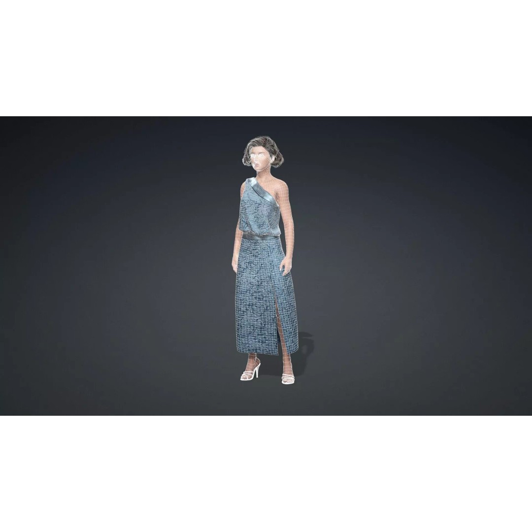 Elegant Woman Character 3D Model – Rigged Game Asset, FBX