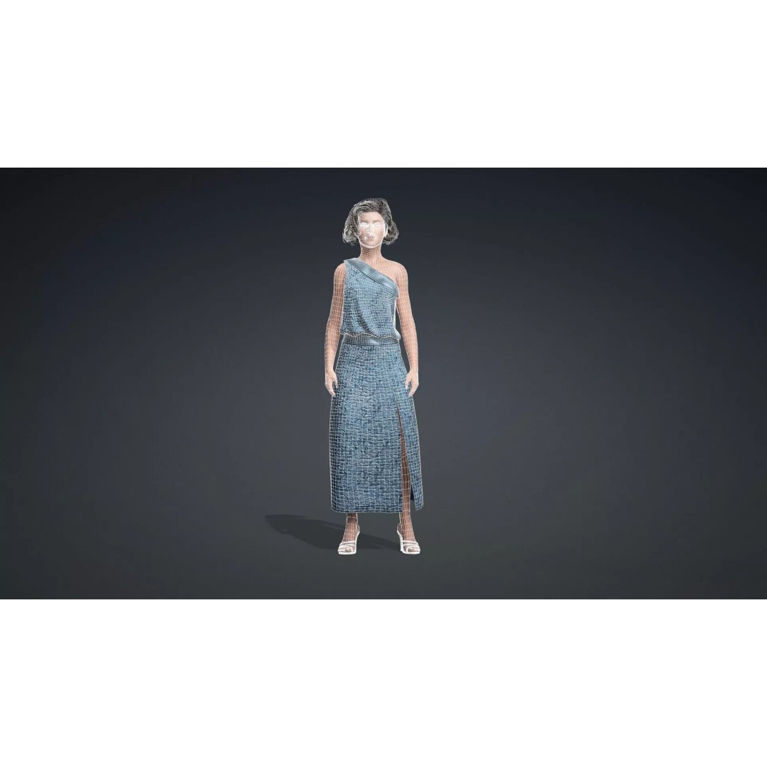 Elegant Woman Character 3D Model – Rigged Game Asset, FBX - View 13
