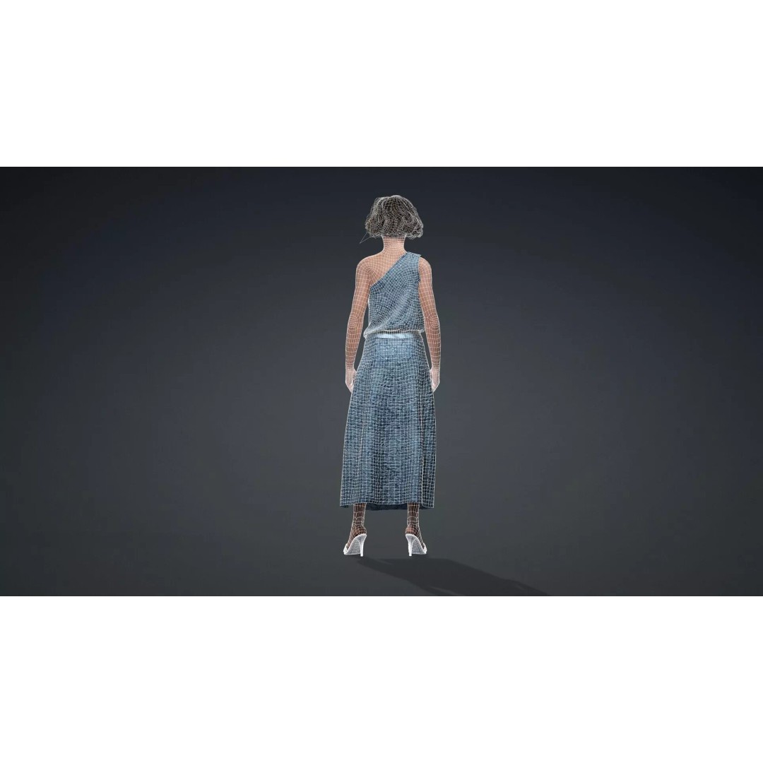 Elegant Woman Character 3D Model – Rigged Game Asset, FBX - View 16