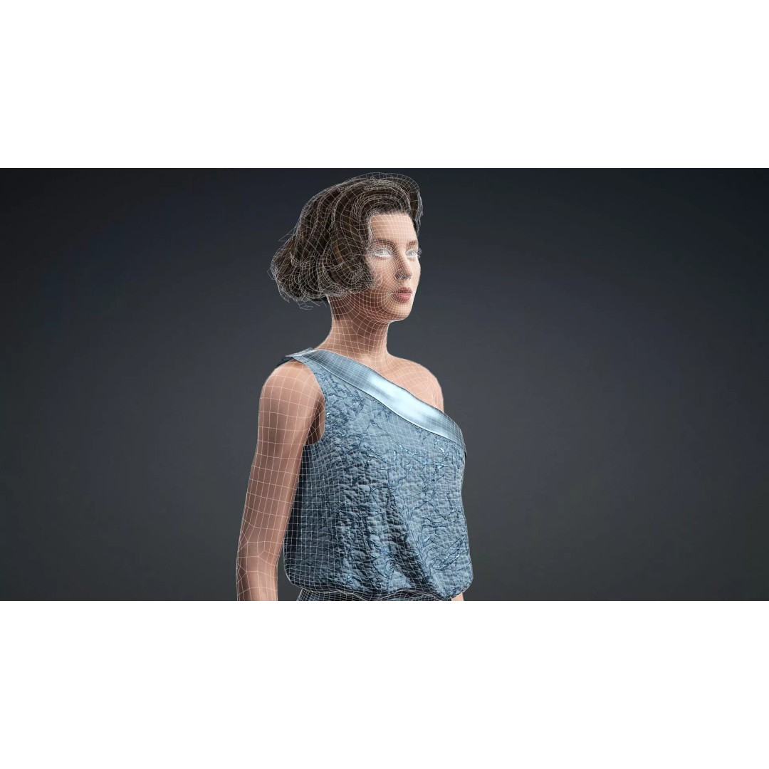 Elegant Woman Character 3D Model – Rigged Game Asset, FBX - View 19