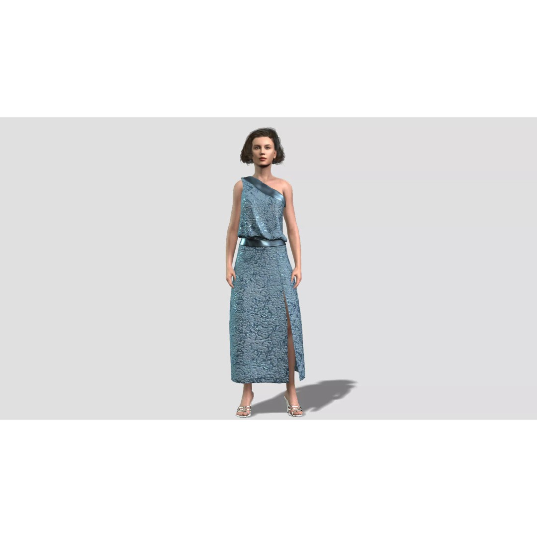 Elegant Woman Character 3D Model – Rigged Game Asset, FBX - View 2