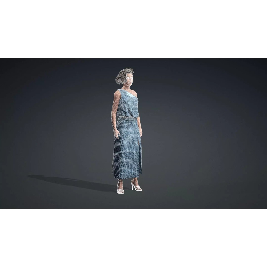 Elegant Woman Character 3D Model – Rigged Game Asset, FBX - View 21
