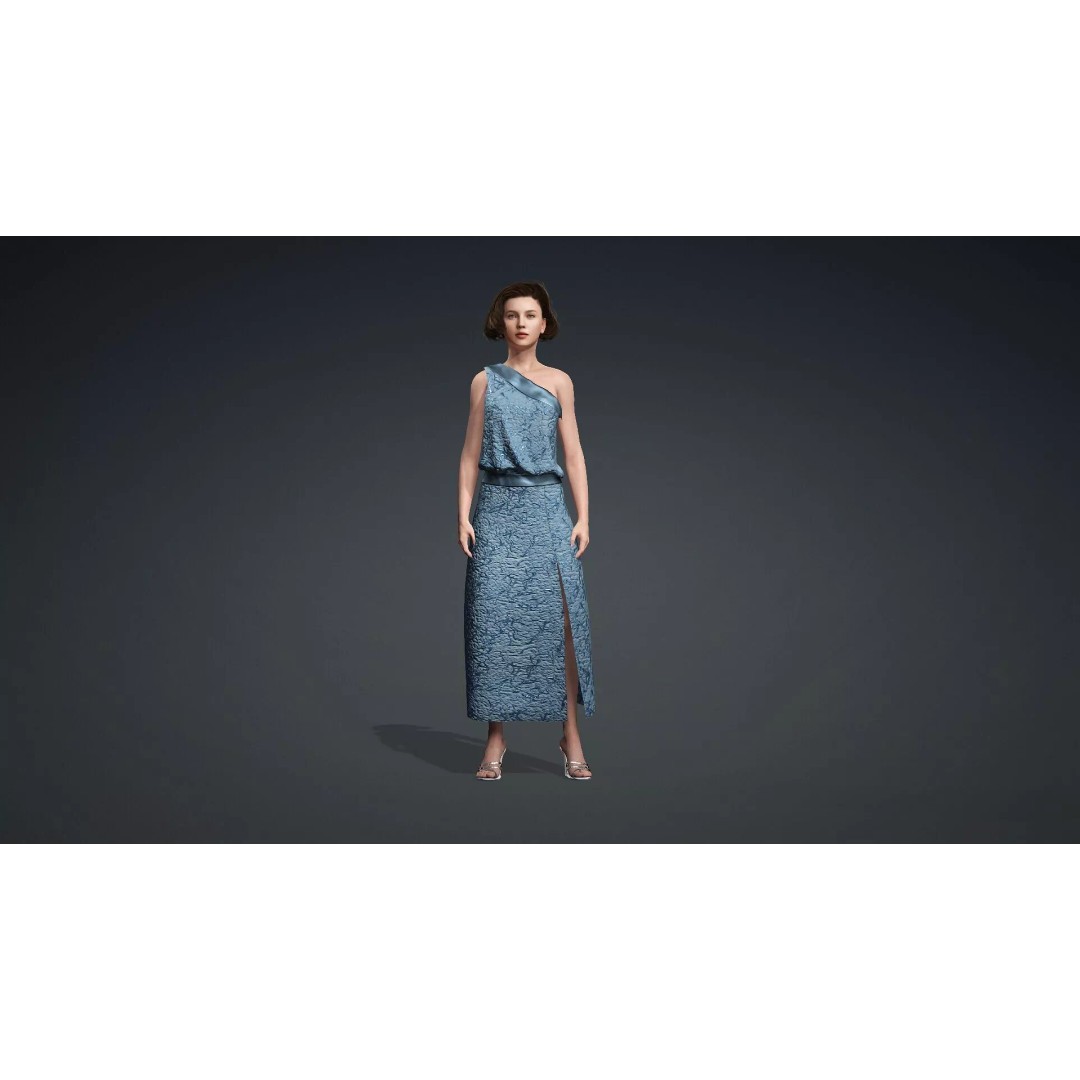 Elegant Woman Character 3D Model – Rigged Game Asset, FBX - View 3