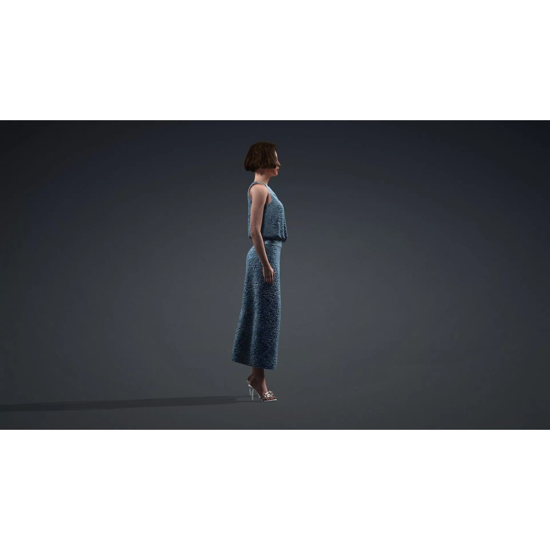 Elegant Woman Character 3D Model – Rigged Game Asset, FBX - View 4
