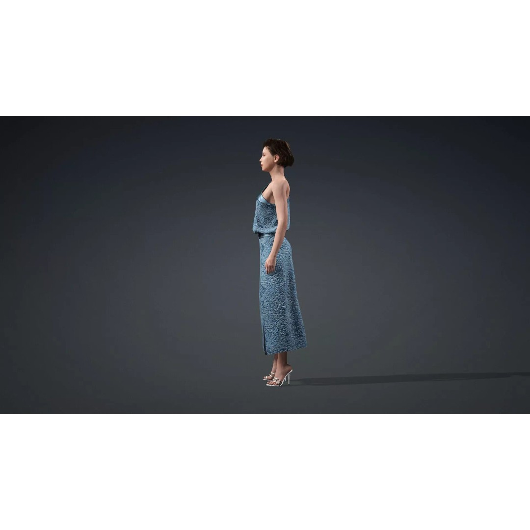 Elegant Woman Character 3D Model – Rigged Game Asset, FBX - View 5