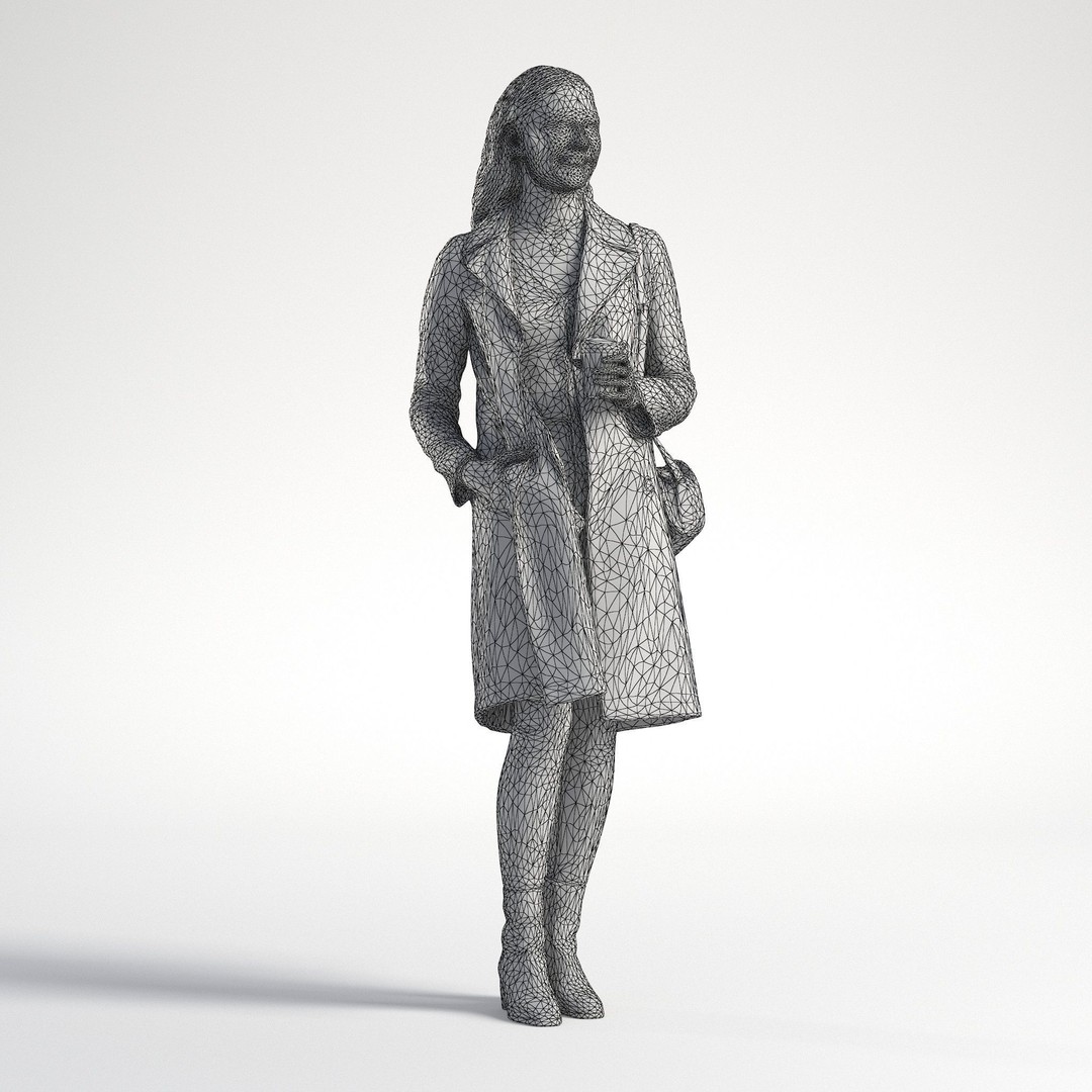 Walking Woman 3D Model – Low Poly Character with Coffee Cup, FBX