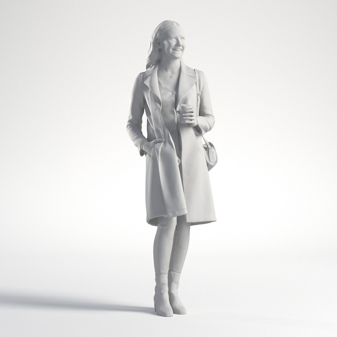 Walking Woman 3D Model – Low Poly Character with Coffee Cup, FBX - View 10