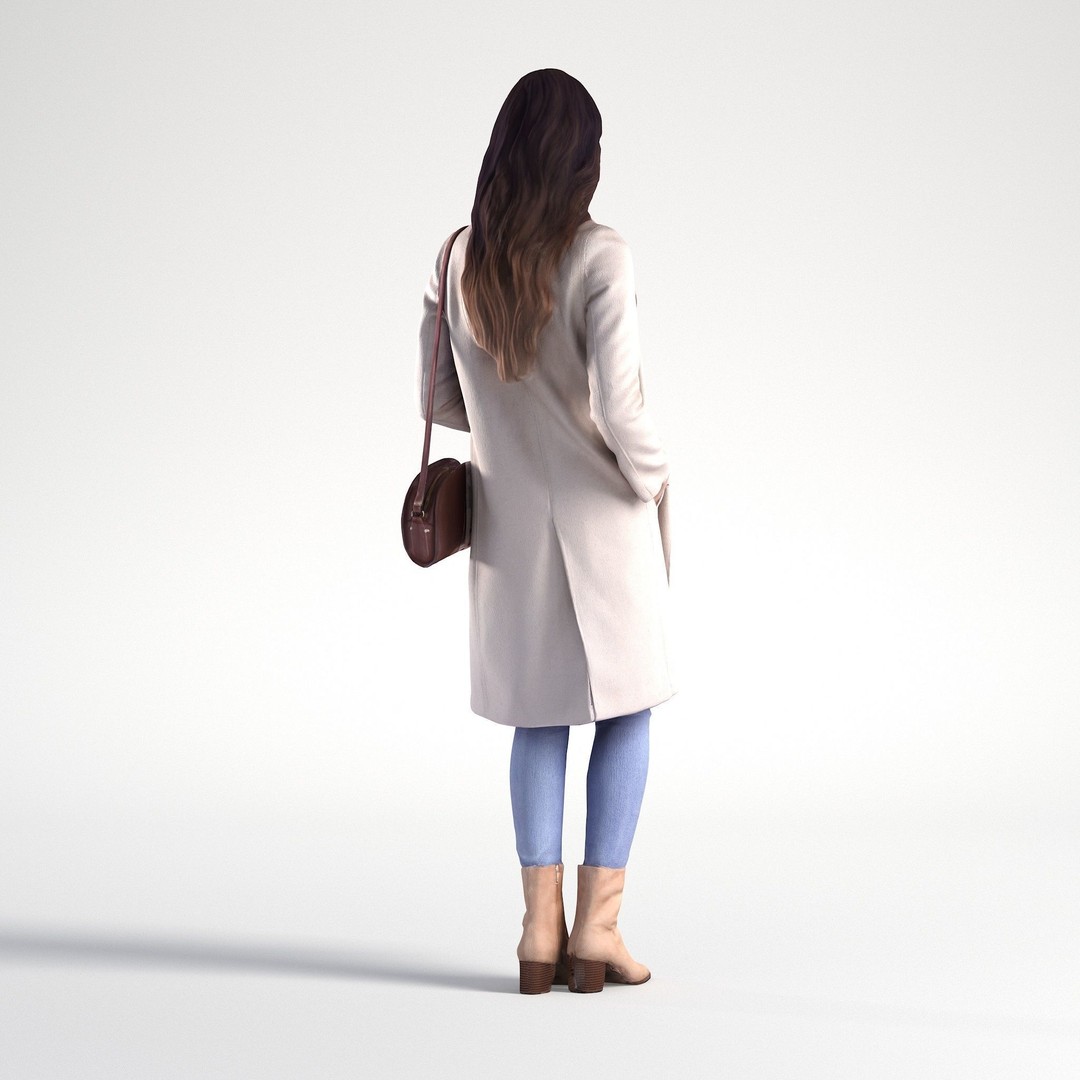 Walking Woman 3D Model – Low Poly Character with Coffee Cup, FBX - View 5