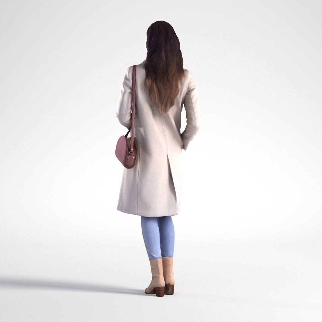 Walking Woman 3D Model – Low Poly Character with Coffee Cup, FBX - View 6