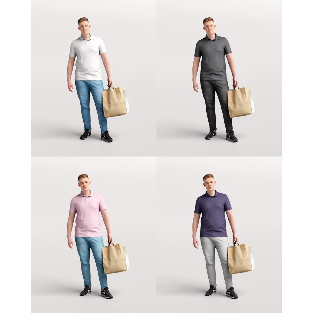 Humano Shopping Man 3D Model – Realistic PBR Character, FBX/Blender
