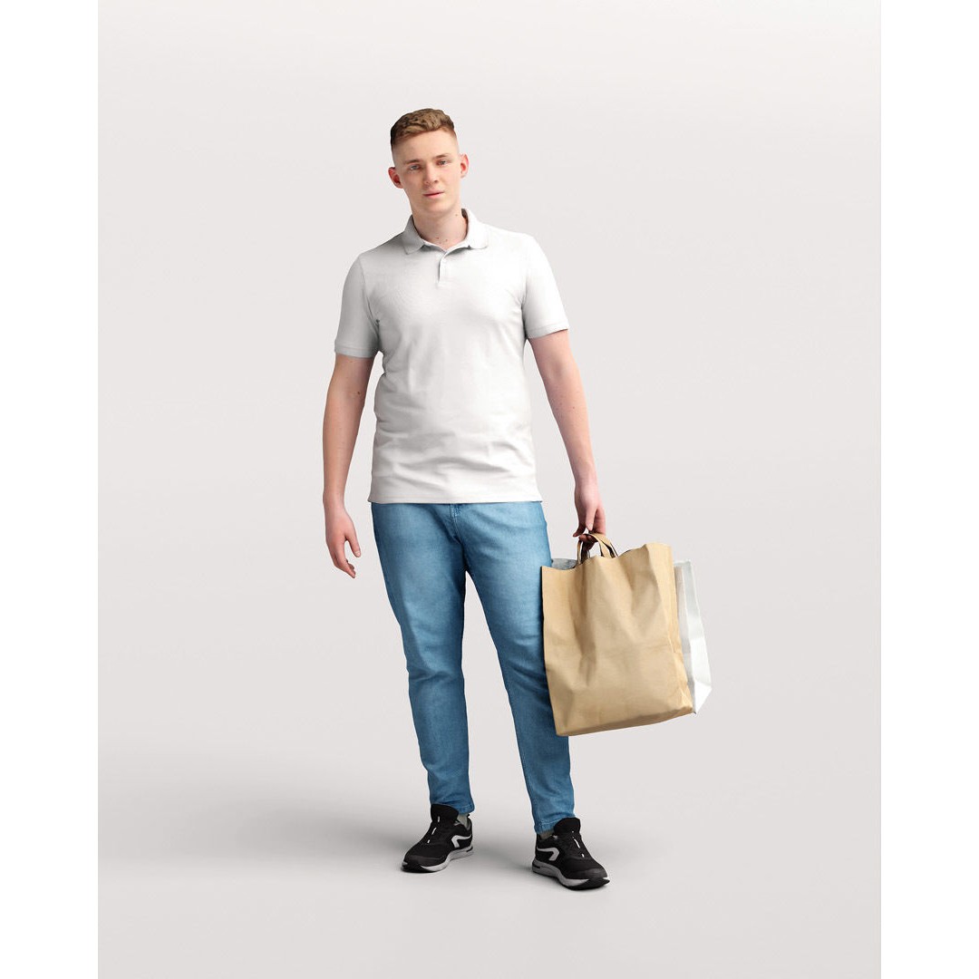 Humano Shopping Man 3D Model – Realistic PBR Character, FBX/Blender - View 3