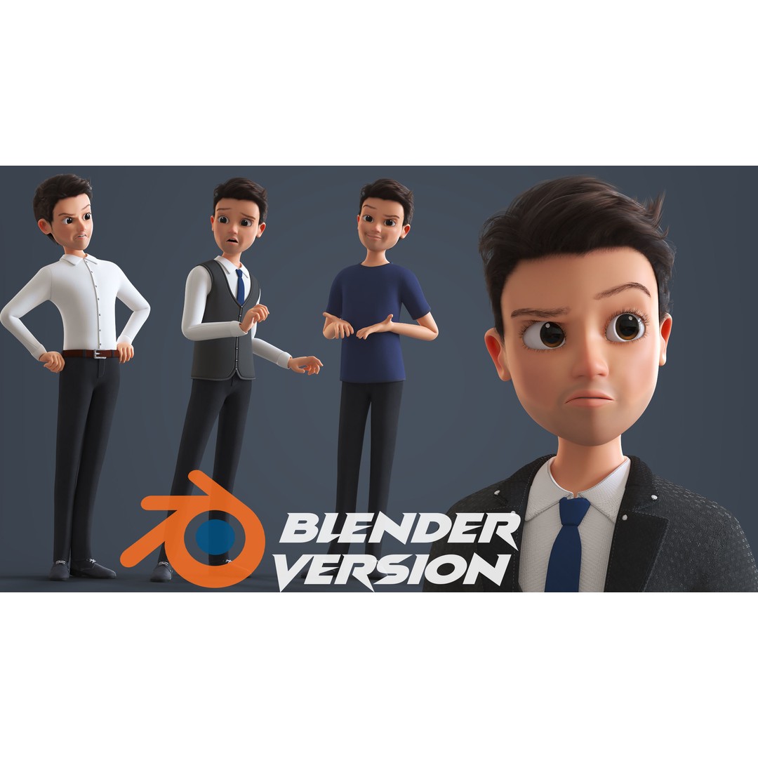 Cartoon Family 3D Model – Low Poly Rigged Characters for Animation