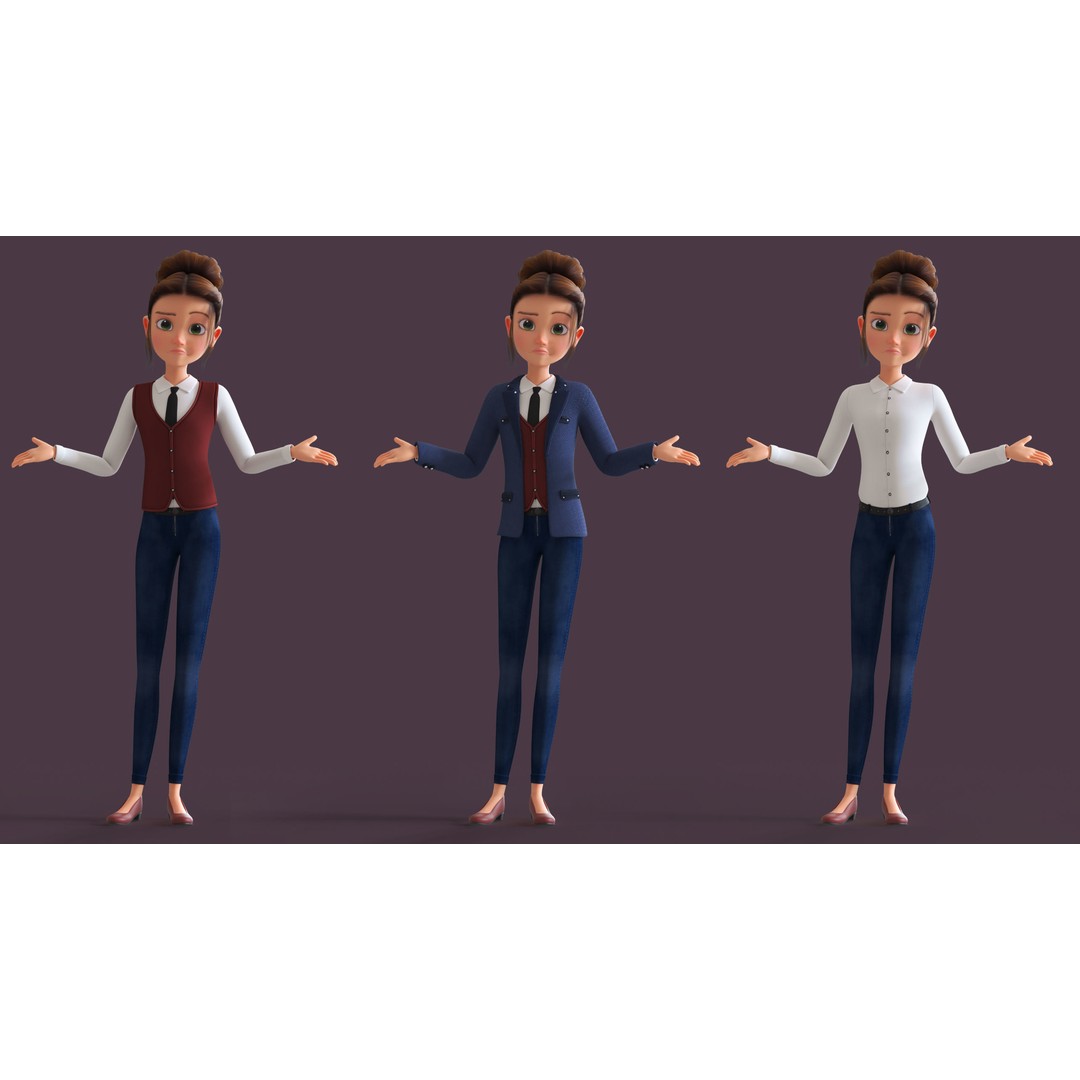Cartoon Family 3D Model – Low Poly Rigged Characters for Animation - View 13