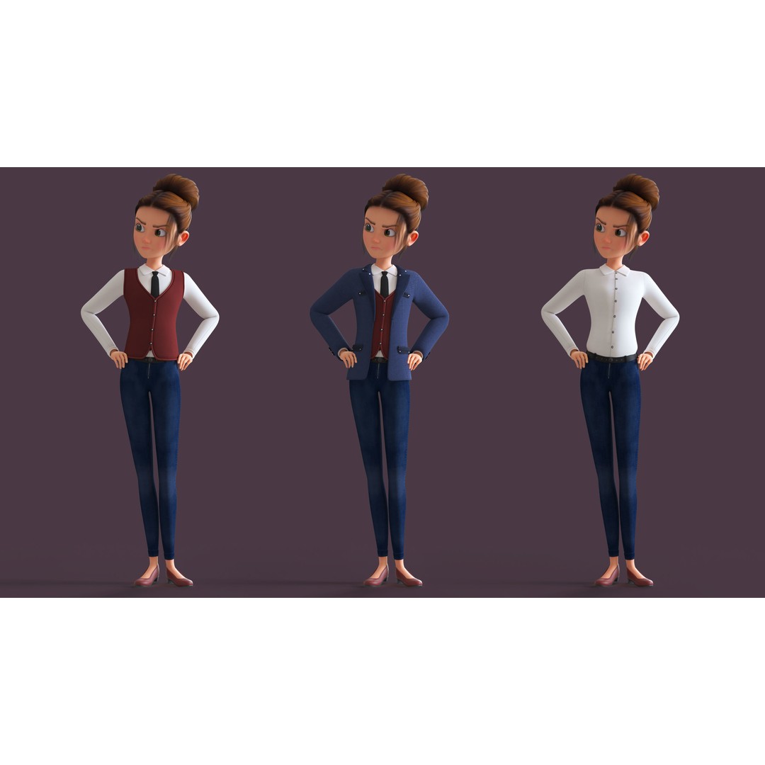 Cartoon Family 3D Model – Low Poly Rigged Characters for Animation - View 15