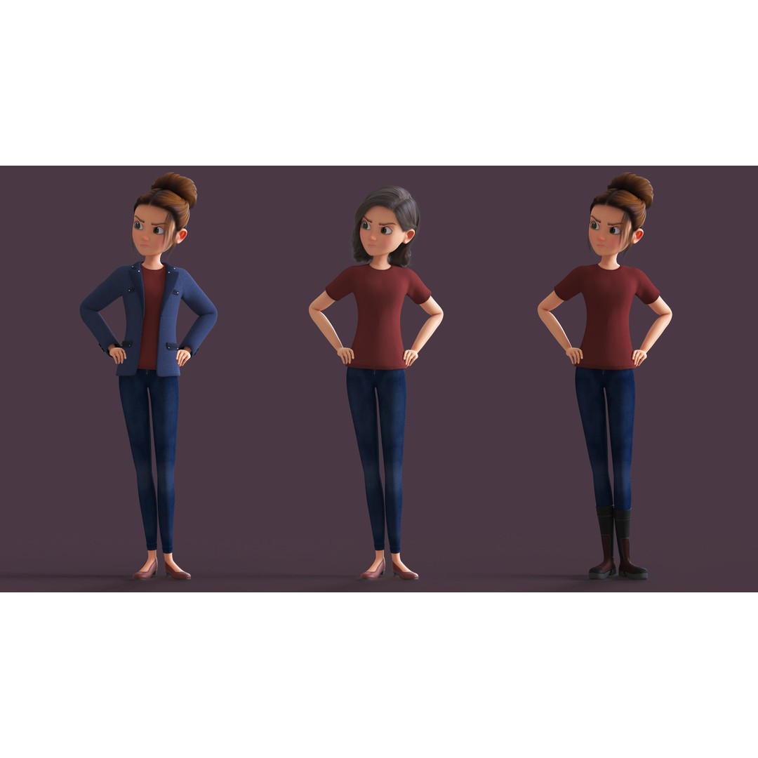 Cartoon Family 3D Model – Low Poly Rigged Characters for Animation - View 16