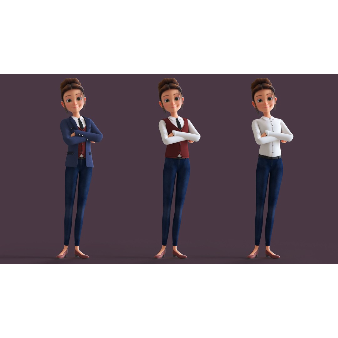 Cartoon Family 3D Model – Low Poly Rigged Characters for Animation - View 17