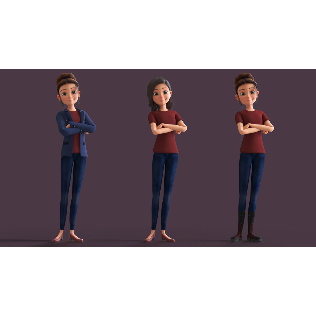 Cartoon Family 3D Model – Low Poly Rigged Characters for Animation - View 18