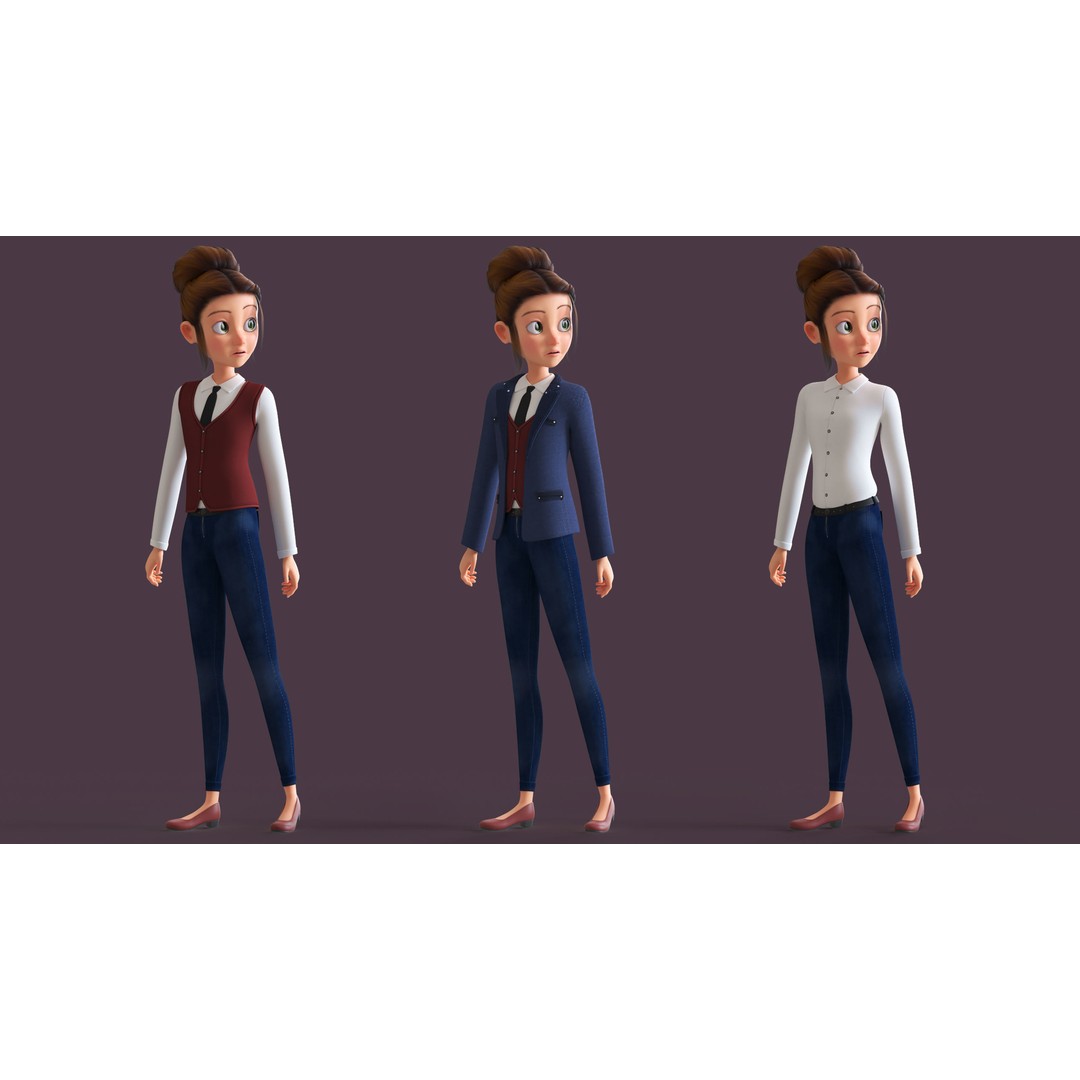 Cartoon Family 3D Model – Low Poly Rigged Characters for Animation - View 19