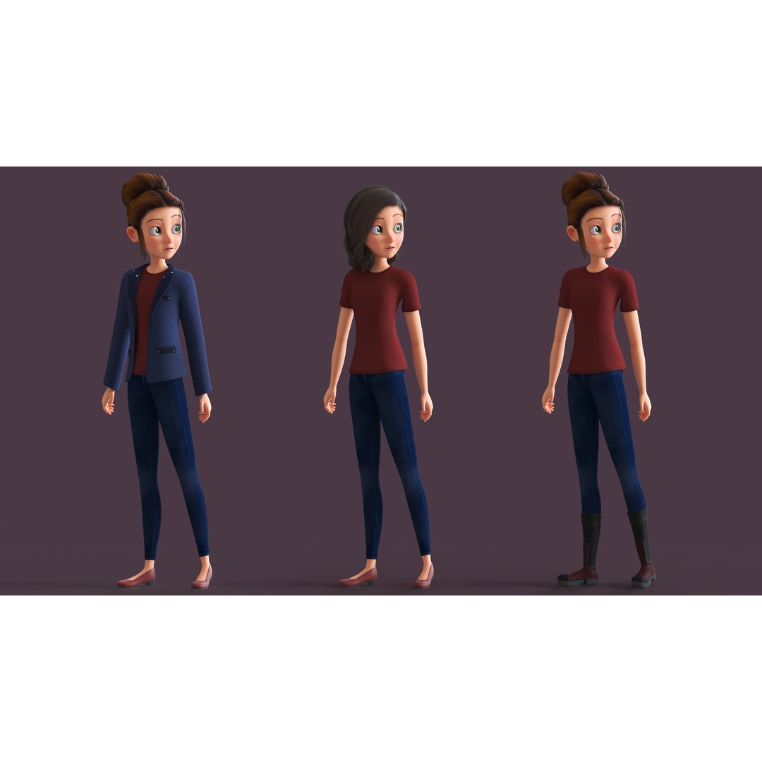 Cartoon Family 3D Model – Low Poly Rigged Characters for Animation - View 20