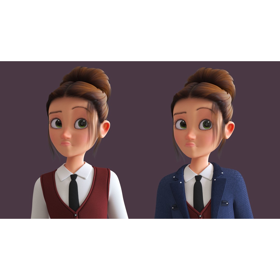 Cartoon Family 3D Model – Low Poly Rigged Characters for Animation - View 25