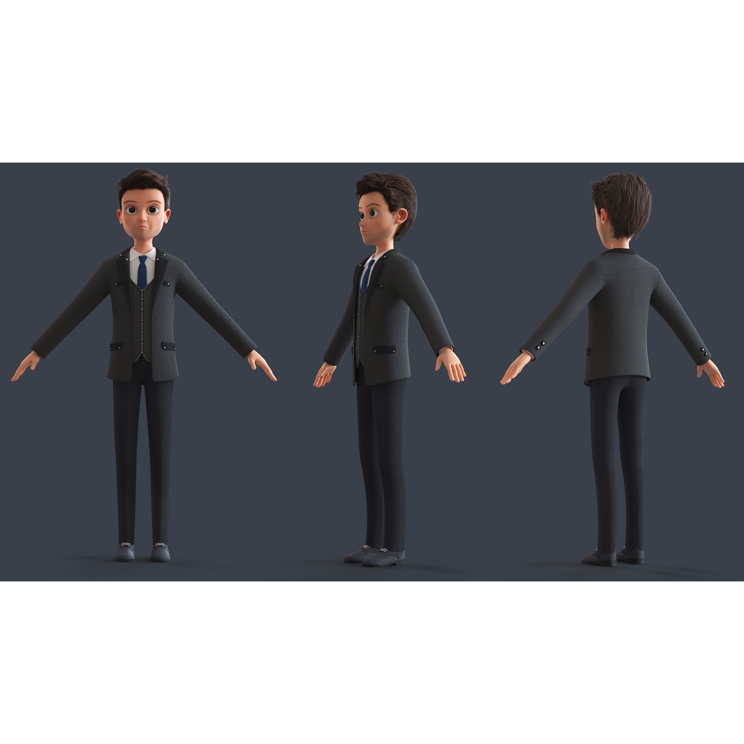 Cartoon Family 3D Model – Low Poly Rigged Characters for Animation - View 27