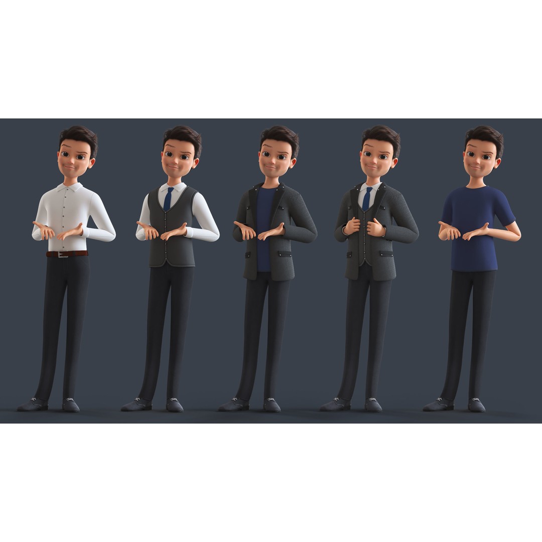 Cartoon Family 3D Model – Low Poly Rigged Characters for Animation - View 31