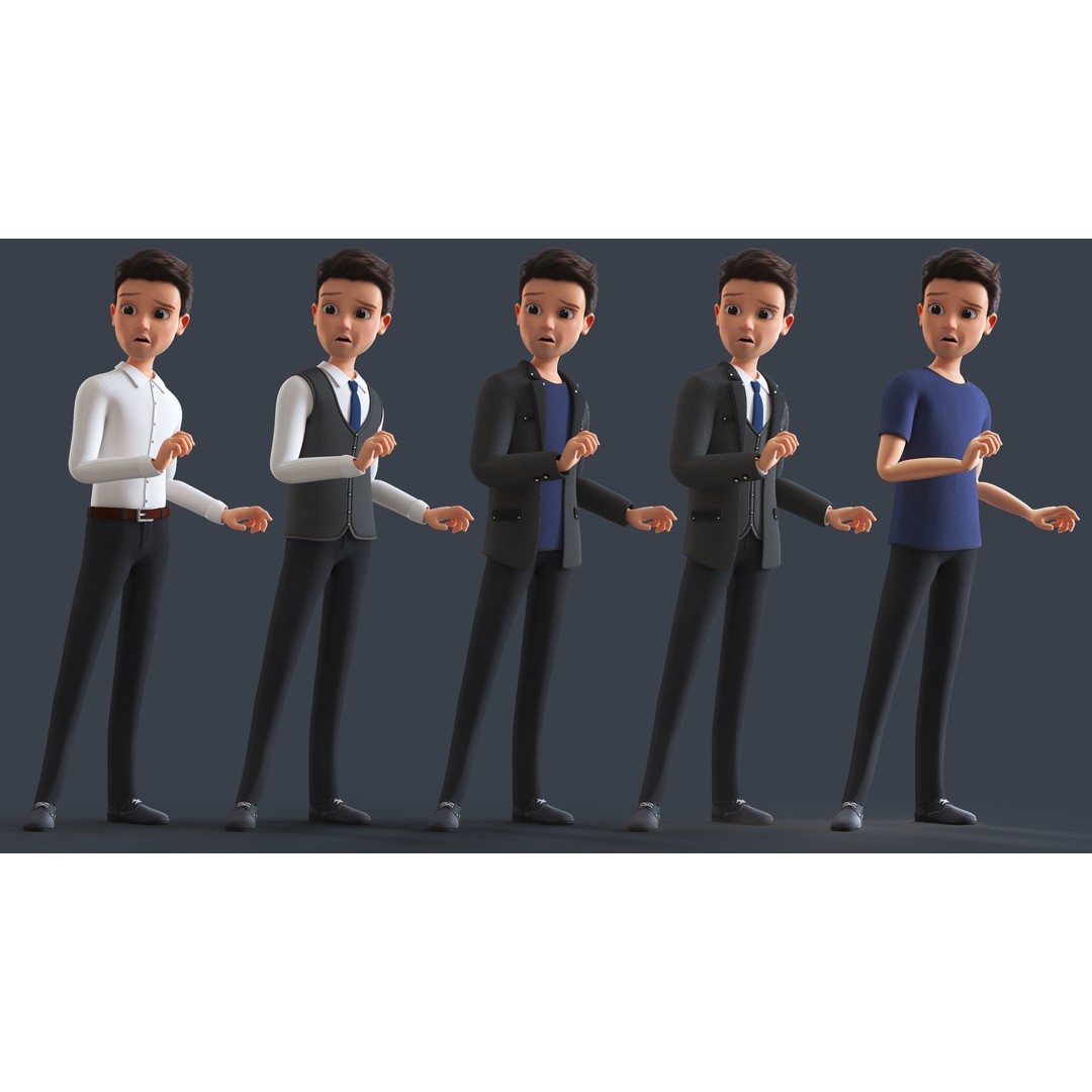 Cartoon Family 3D Model – Low Poly Rigged Characters for Animation - View 32