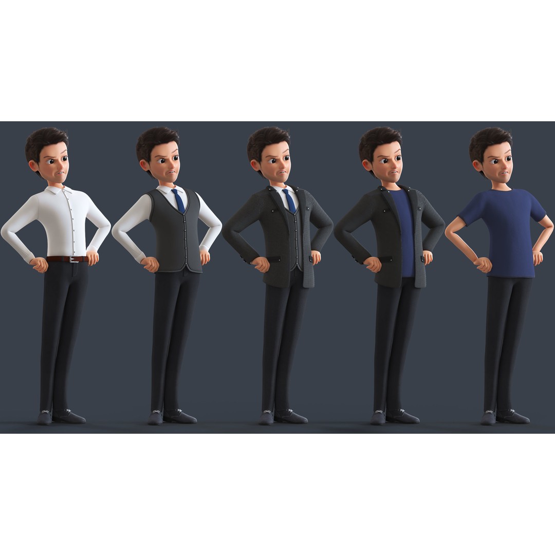 Cartoon Family 3D Model – Low Poly Rigged Characters for Animation - View 33