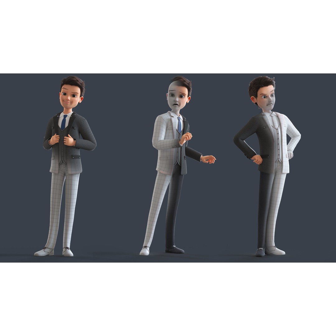 Cartoon Family 3D Model – Low Poly Rigged Characters for Animation - View 39