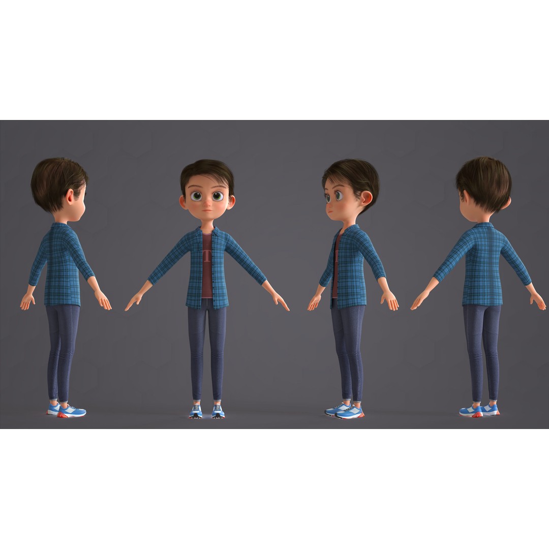 Cartoon Family 3D Model – Low Poly Rigged Characters for Animation - View 40