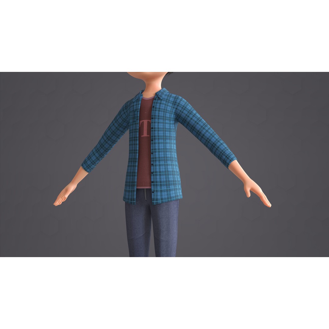 Cartoon Family 3D Model – Low Poly Rigged Characters for Animation - View 42