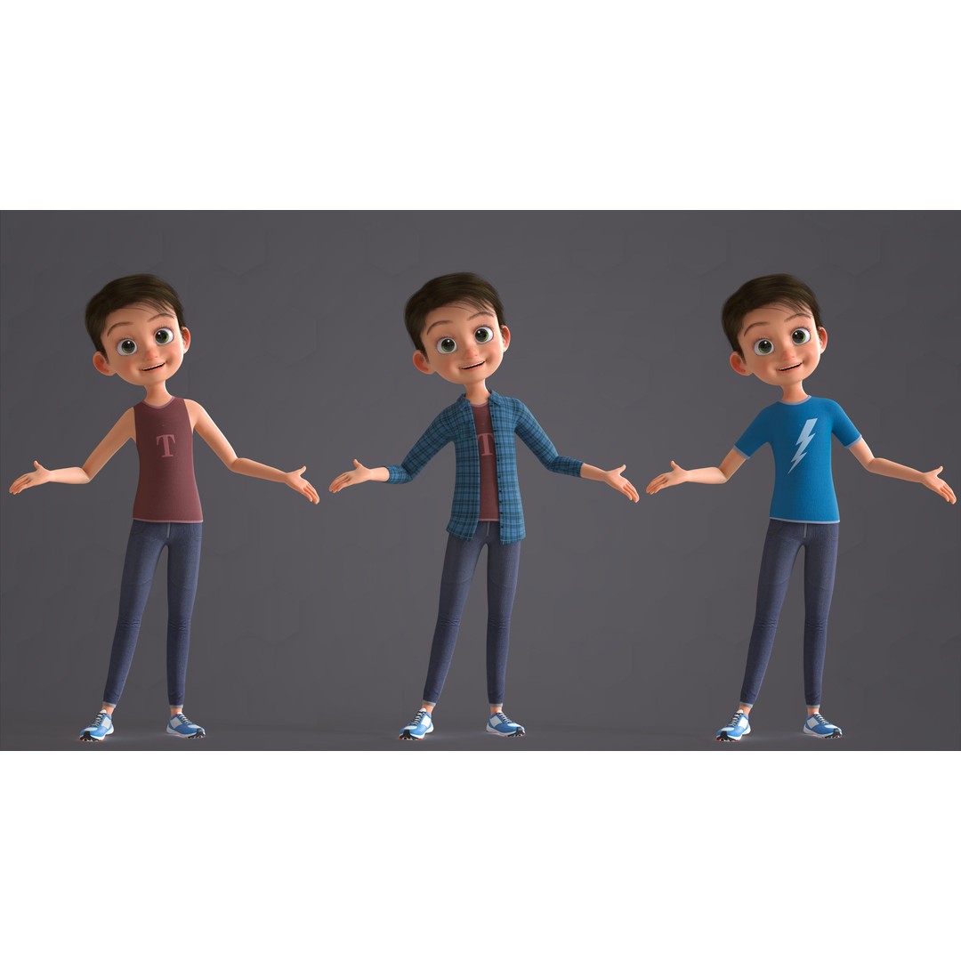Cartoon Family 3D Model – Low Poly Rigged Characters for Animation - View 44