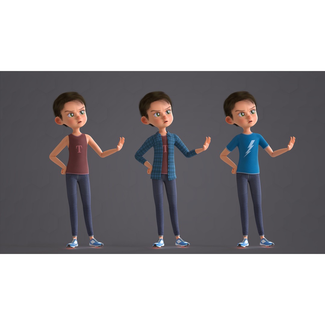 Cartoon Family 3D Model – Low Poly Rigged Characters for Animation - View 45