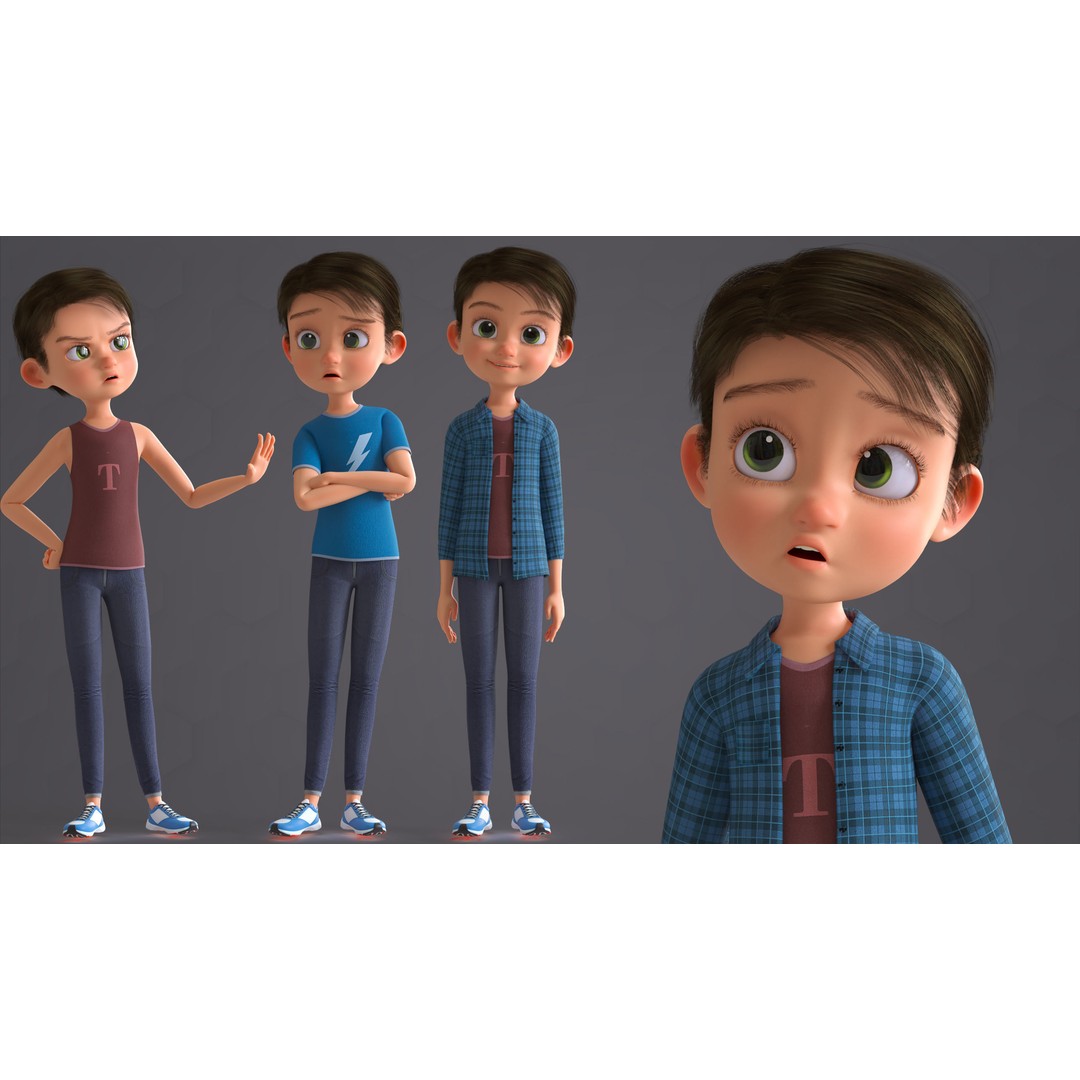 Cartoon Family 3D Model – Low Poly Rigged Characters for Animation - View 54