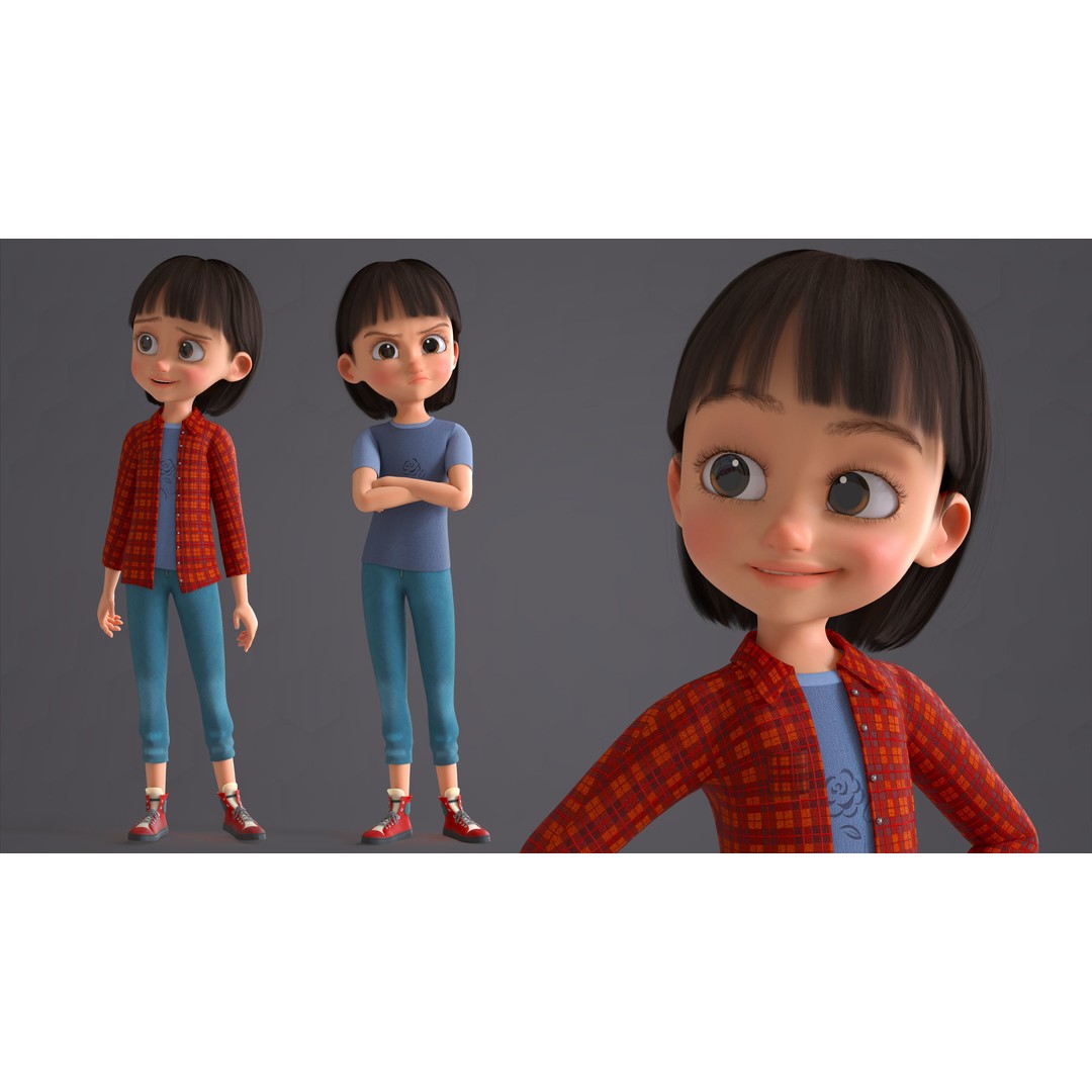 Cartoon Family 3D Model – Low Poly Rigged Characters for Animation - View 6