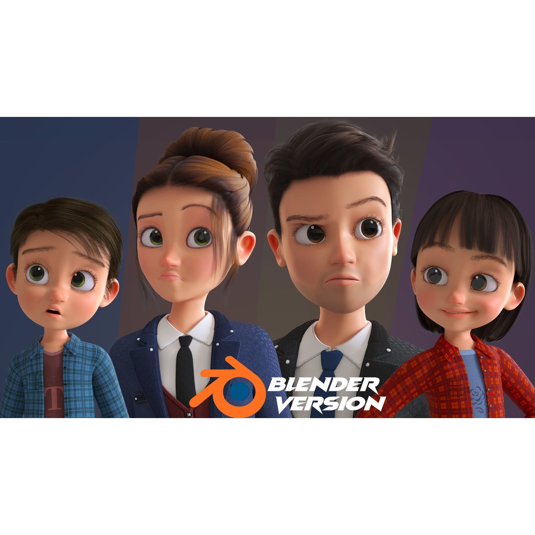 Cartoon Family 3D Model – Low Poly Rigged Characters for Animation - View 69