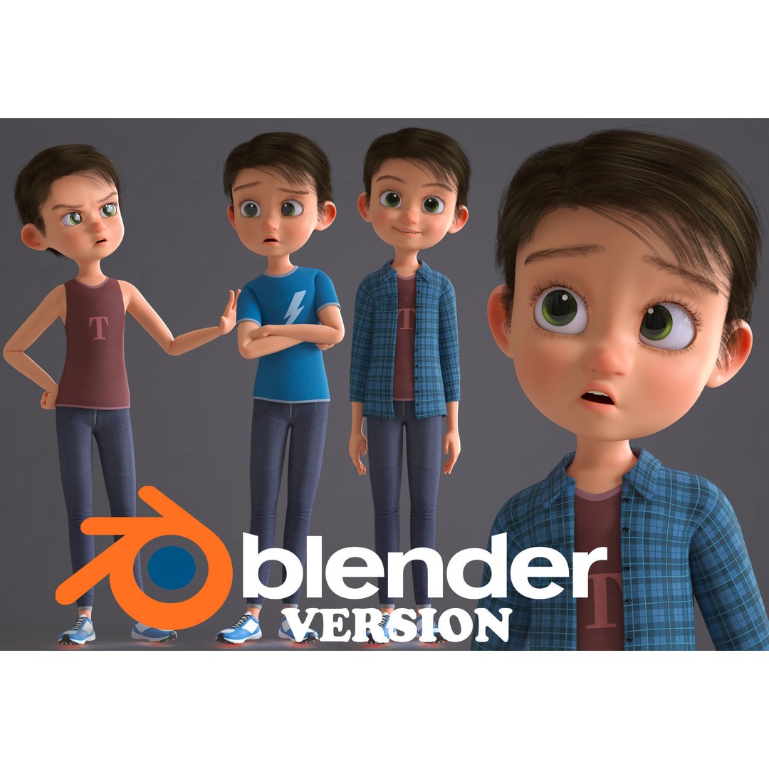 Cartoon Family 3D Model – Low Poly Rigged Characters for Animation - View 71